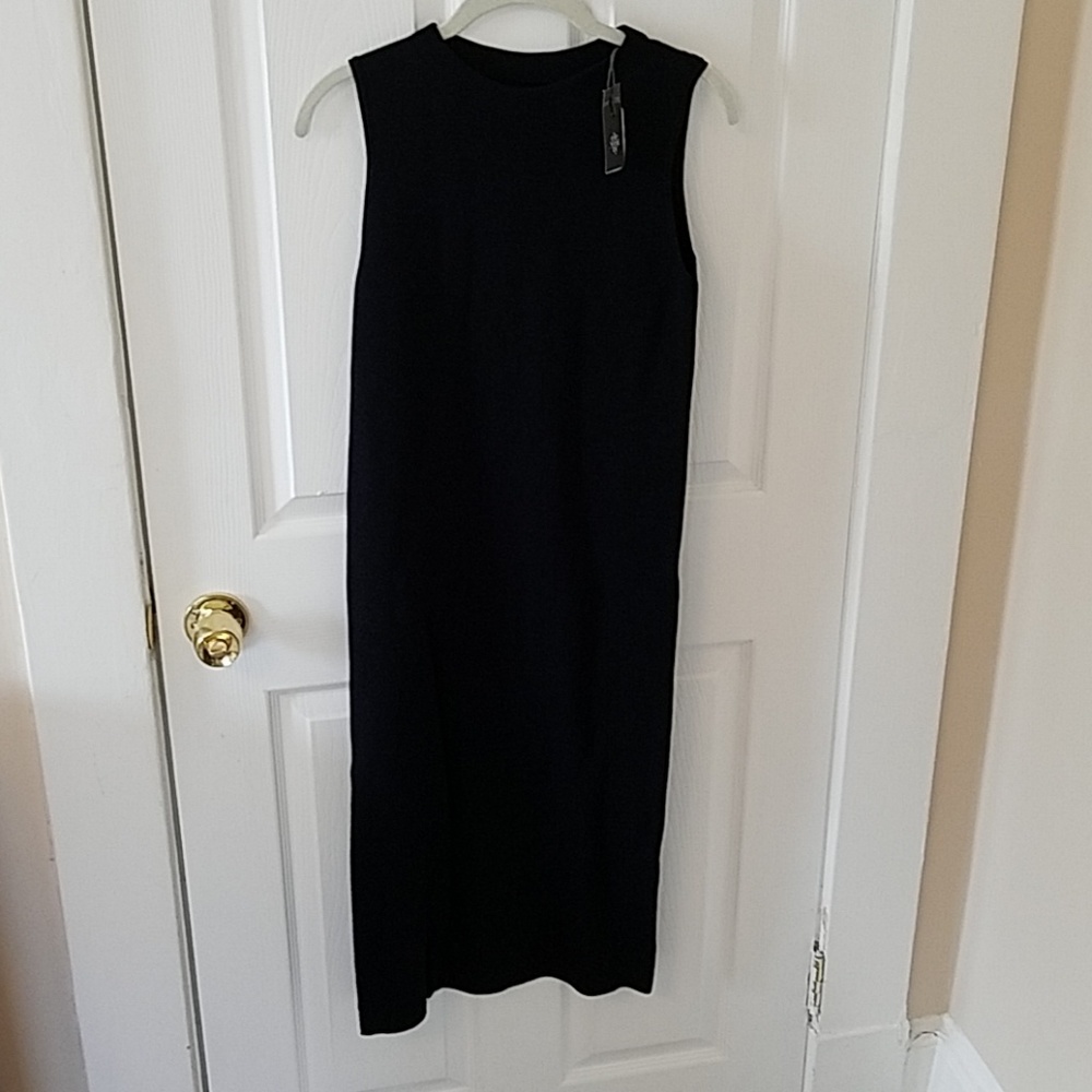 ELEVENTY.. Navy Sleeveless Ribbed knit Midi Dress